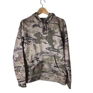 UNDER ARMOUR Brown Green Camo Active Outdoor Hunt Casual Pullover Hoodie SZ S